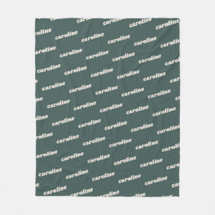 Personalized Name Pattern Retro Font Sage Green Fleece Blanket