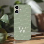 Personalized name patterned, Simple Monogram iPhone 16 Plus Case<br><div class="desc">This sleek iPhone 16 case offers a refined monogram pattern with a modern, minimalist touch. The design highlights your name in a clean, simple font, creating a personalized and stylish look. The first letter of your name is prominently displayed as a bold monogram, adding a touch of elegance to the...</div>