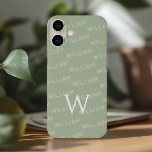 Personalized name patterned, Simple Monogram iPhone 16 Plus Case