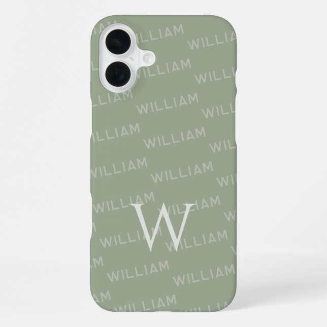 Personalized name patterned, Simple Monogram iPhone Case (Back)