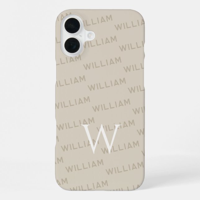 Personalized name patterned, Simple Monogram iPhone Case (Back)