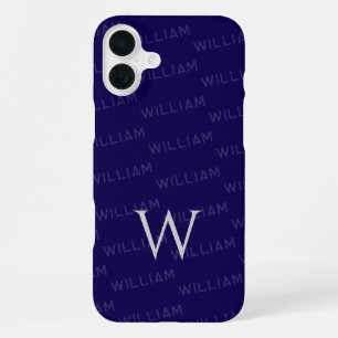 Personalized name patterned, Simple Monogram iPhone 16 Plus Case