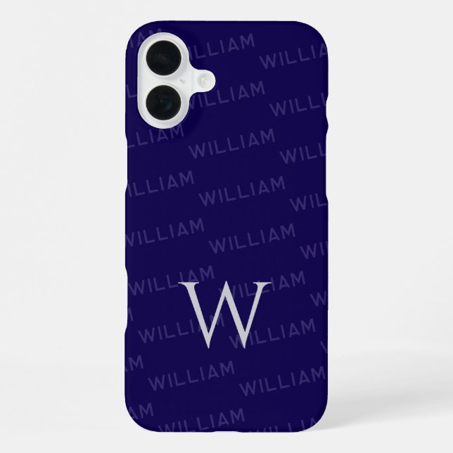 Personalized name patterned, Simple Monogram iPhone Case (Back)