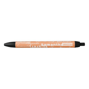 Personalized Name Peach Black Ink Pen
