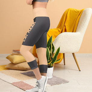 Personalized Name Peach Grey High Waisted Capris