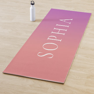 Personalized Name Peach Purple Ombre Yoga Mat