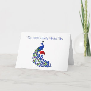 Personalized Name Peacock Christmas Card