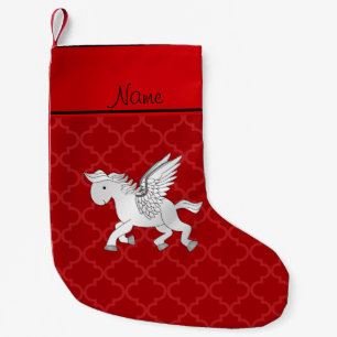 Personalized name pegasus red moroccan small christmas stocking