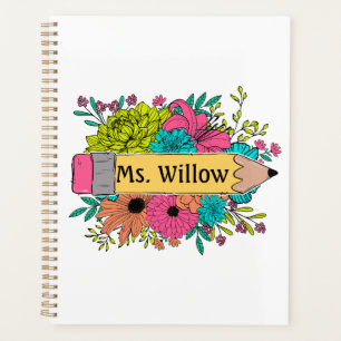 Personalized Name Pencil Wild Flowers Planner