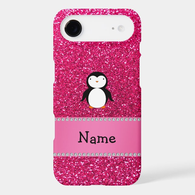 Personalized name penguin pink glitter Case-Mate iPhone case (Back)