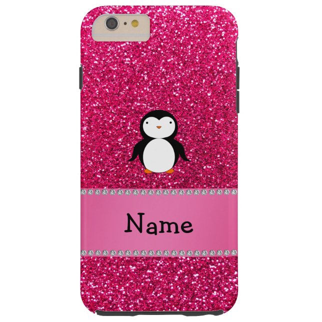 Personalized name penguin pink glitter Case-Mate iPhone case (Back)