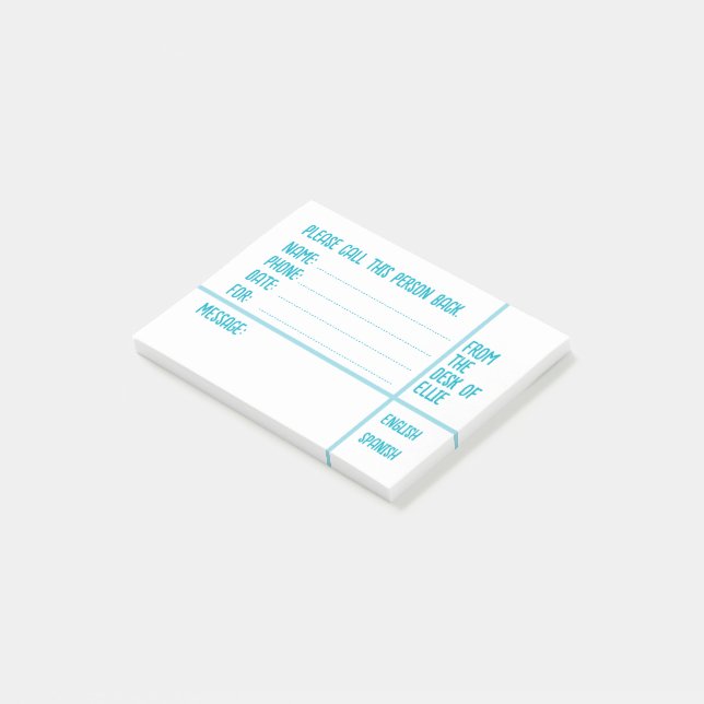 Personalized Name Phone Message Office Post-it Notes (Angled)