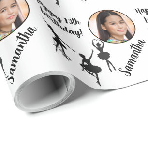 Personalized Name Photo Age Ballet Birthday Wrapping Paper