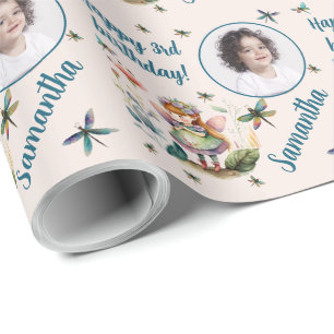 Personalized Name Photo Age Magical Fairy Birthday Wrapping Paper