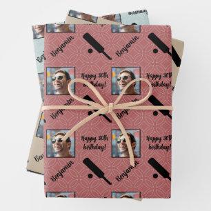 Personalized Name Photo Age Sport Cricket Birthday Wrapping Paper Sheet