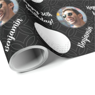 Personalized Name Photo Age Sport Golf Birthday Wrapping Paper