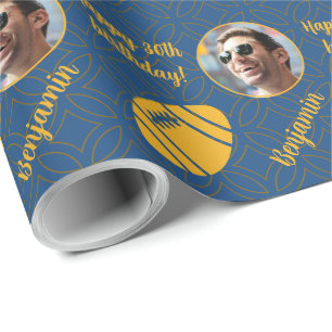 Personalized Name Photo Age Sport Rugby Birthday Wrapping Paper