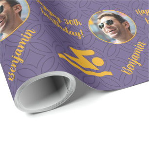 Personalized Name Photo Age Sport Swimmer Birthday Wrapping Paper