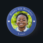 Personalized Name, Photo And Age Birthday Blue<br><div class="desc">Adorable personalized photo,  name and age birthday blue button.</div>