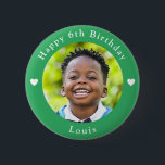 Personalized Name, Photo And Age Birthday Green<br><div class="desc">Adorable personalized photo,  name and age birthday green button.</div>