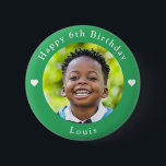 Personalized Name, Photo And Age Birthday Green 2 Inch Round Button<br><div class="desc">Adorable personalized photo,  name and age birthday green button.</div>