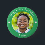 Personalized Name, Photo And Age Birthday Green 2 Inch Round Button<br><div class="desc">Adorable personalized photo,  name and age birthday green button.</div>