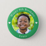 Personalized Name, Photo And Age Birthday Green 2 Inch Round Button<br><div class="desc">Adorable personalized photo,  name and age birthday green button.</div>