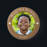 Personalized Name, Photo And Age Birthday Peanut<br><div class="desc">Adorable personalized name,  photo and age birthday peanut colour button.</div>