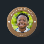 Personalized Name, Photo And Age Birthday Peanut<br><div class="desc">Adorable personalized name,  photo and age birthday peanut colour button.</div>