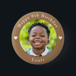 Personalized Name, Photo And Age Birthday Peanut 2 Inch Round Button<br><div class="desc">Adorable personalized name,  photo and age birthday peanut colour button.</div>
