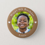 Personalized Name, Photo And Age Birthday Peanut 2 Inch Round Button<br><div class="desc">Adorable personalized name,  photo and age birthday peanut colour button.</div>
