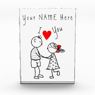 Personalized Name Photo Block Couple Love