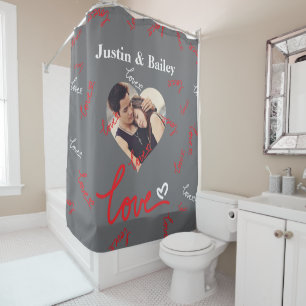 Personalized Name Photo Love Shower Curtain. 