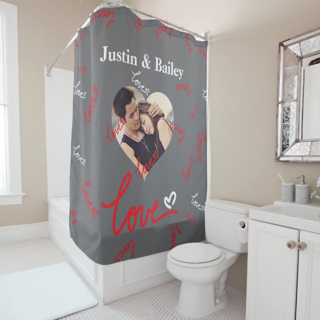 Personalized Name Photo Love Shower Curtain.  (In Situ)