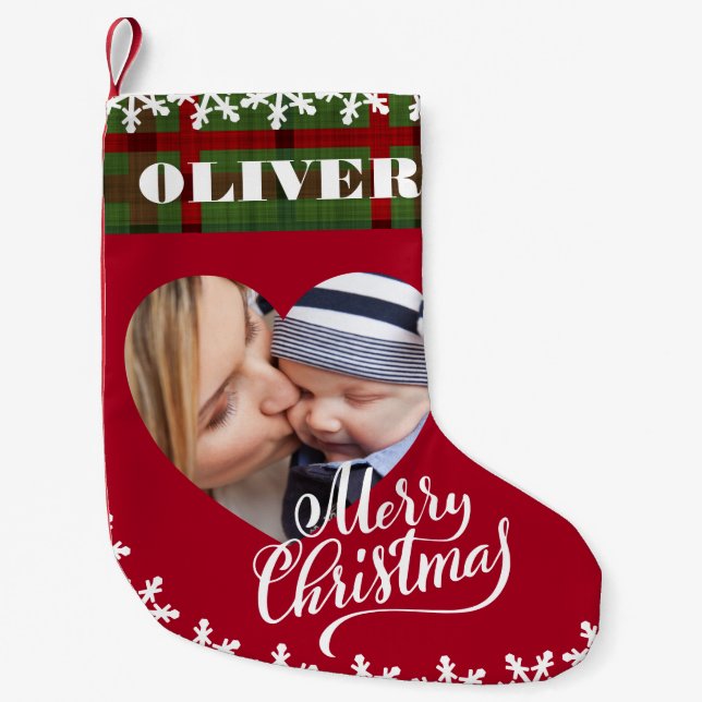 Personalized Name Photo Merry Christmas Stocking (Front)