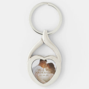 PERSONALIZED NAME & PHOTO SIMPLE STYLISH WEDDING KEYCHAIN