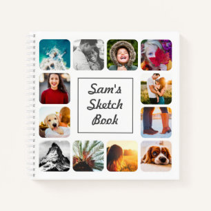 Personalized Name Photo White Sketch Notebook