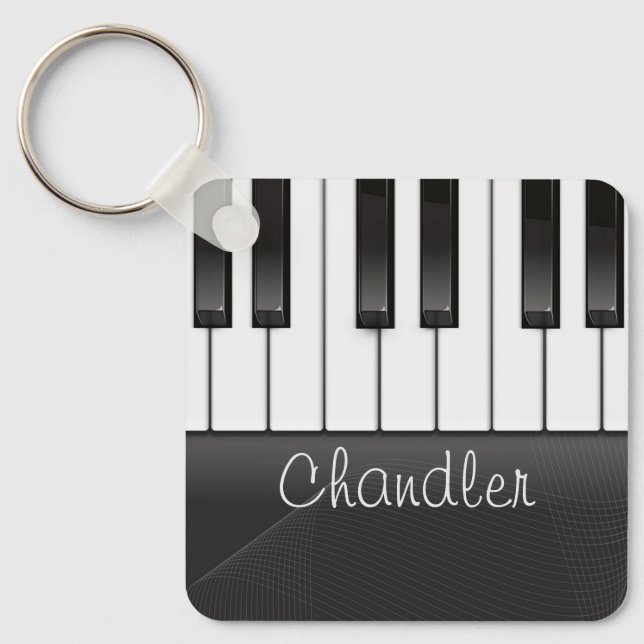 Personalized NAME Pianist Piano Keys Music Teacher Keychain (Front)