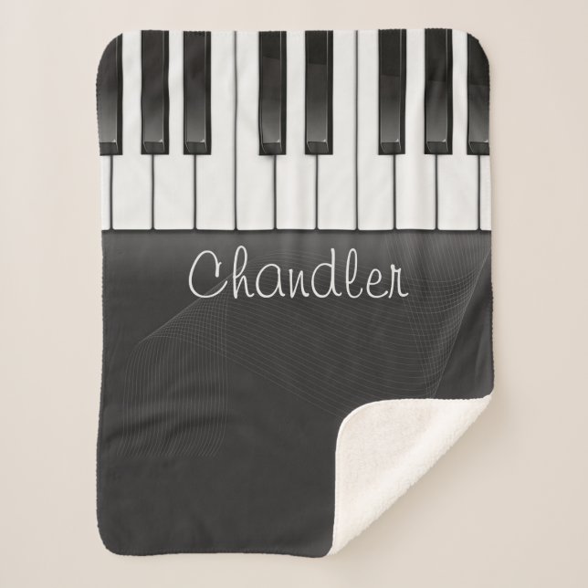 Personalized NAME Pianist Piano Keys Music Teacher Sherpa Blanket (Front)
