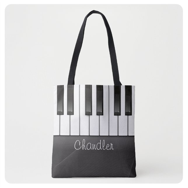 Personalized NAME Pianist Piano Keys Music Teacher Tote Bag (Creator Uploaded)