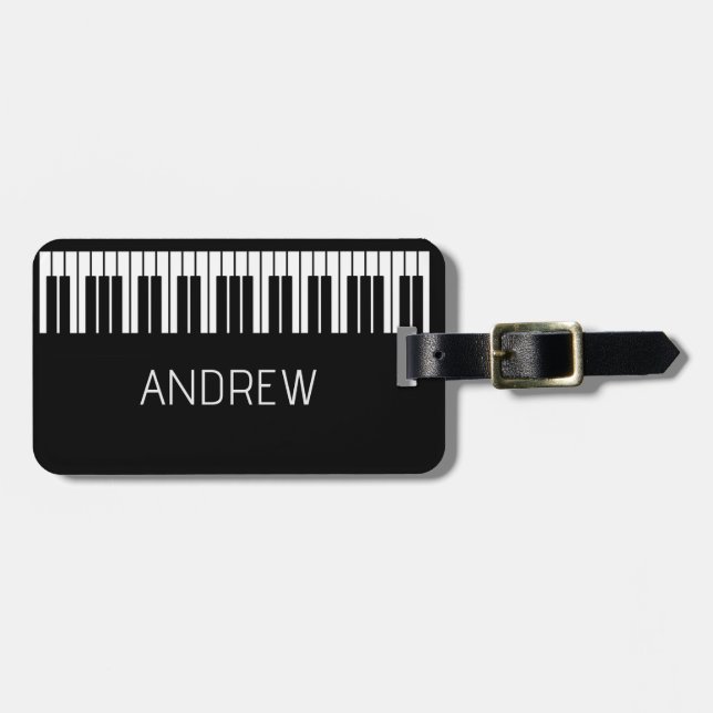  Personalized Name Piano Musician Gift Luggage Tag (Front Horizontal)