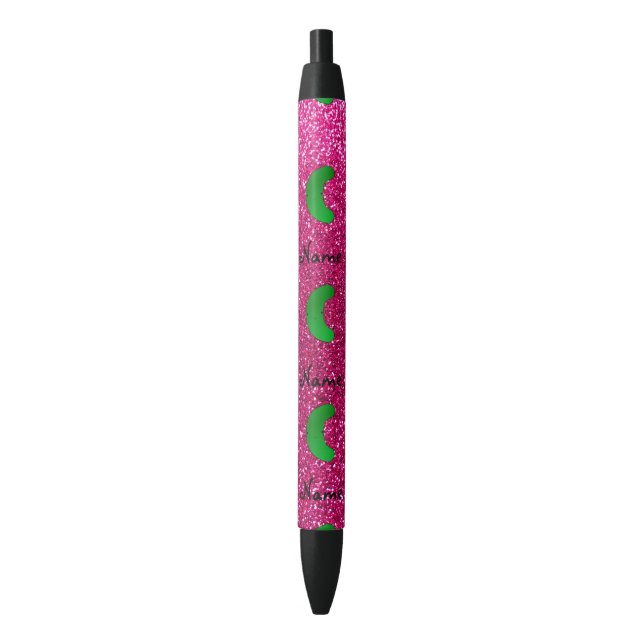 Personalized name pickle pink glitter black ink pen (Front Vertical)
