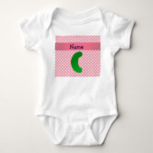 Personalized name pickle pink polka dots baby bodysuit