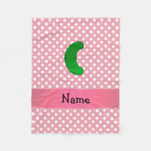 Personalized name pickle pink polka dots fleece blanket