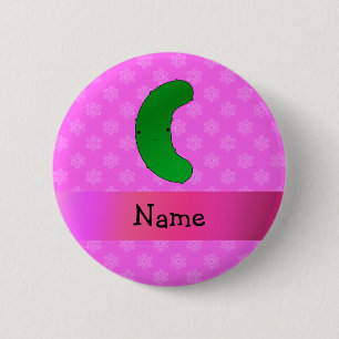 Personalized name pickle pink snowflakes 2 inch round button