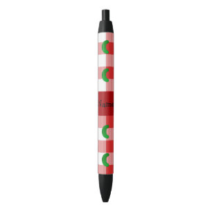 Personalized name pickle red white checkers black ink pen