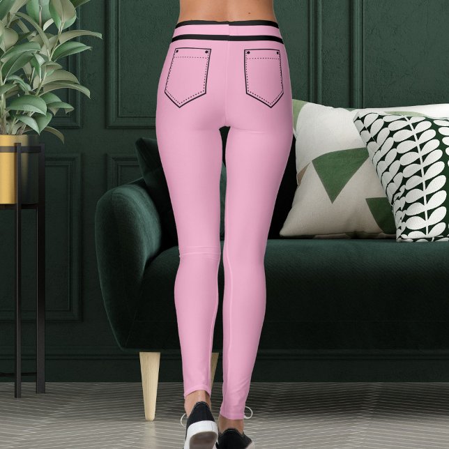 Personalized Name Pink And Black Stripes Fun Gift Leggings (Creator Uploaded)