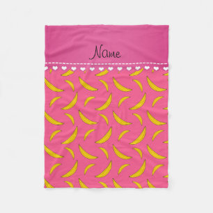 Personalized name pink bananas fleece blanket