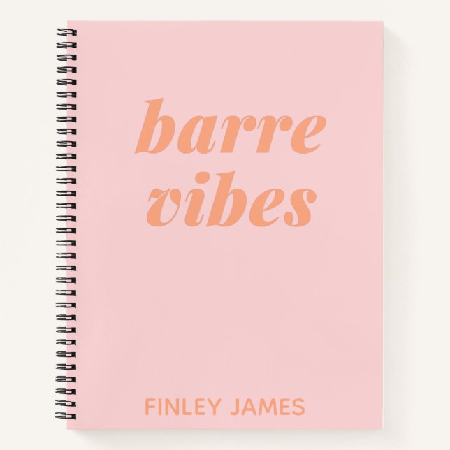 Personalized Name Pink Barre Ballet Fitness Dancer Notebook (Front)