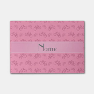 Personalized name pink bicycles post-it notes